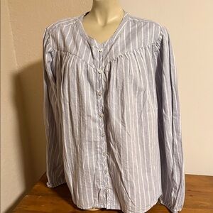 Time and Tru Light Blue Pinstripe Blouse